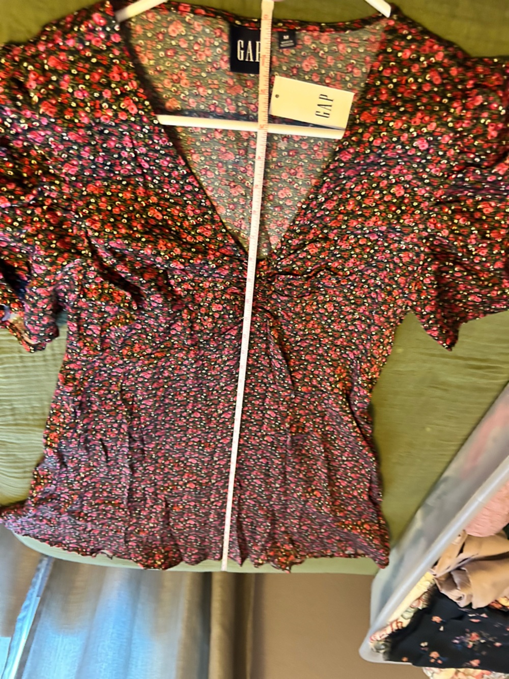 GAP Black Mini Dress with Red and Pink Floral - Picture 9 of 9